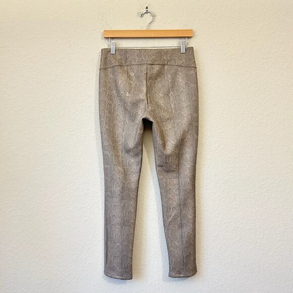 ANTHROPOLOGIE Pants Taupe Snakeskin Animal Pull On Ankle Zip Skinny - Picture 2 of 14